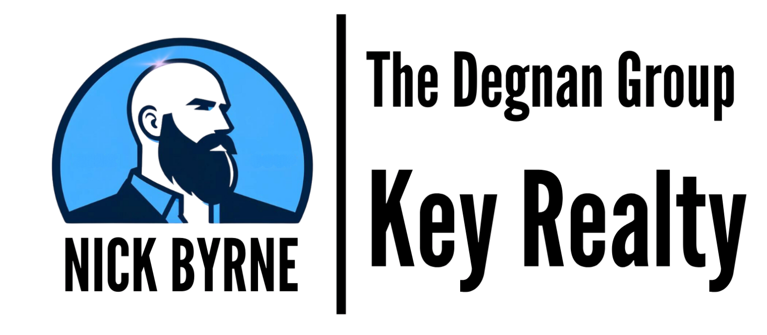 Logo of Nick Byrne and The Degnan Group at Key Realty. Features a blue and white profile of a man with a beard.