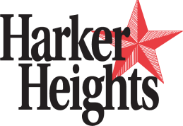 A logo for harker heights with a red star