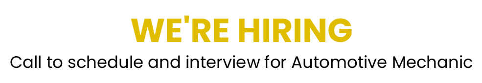 A sign that says we 're hiring call to schedule and interview for automotive mechanics