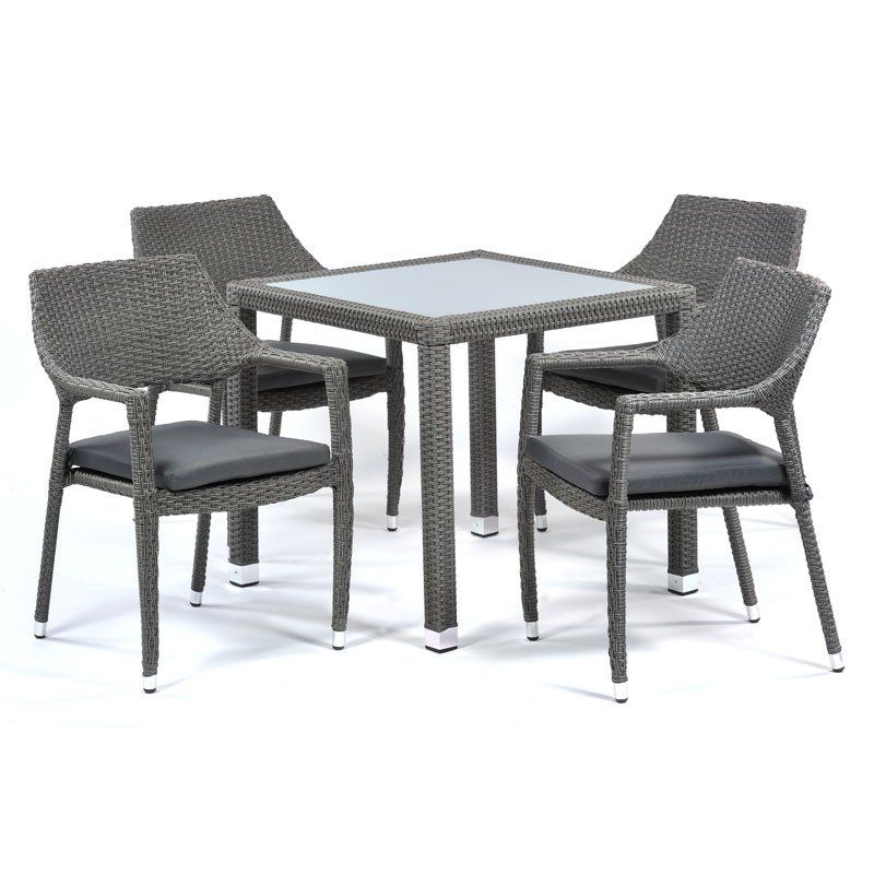 Square Glass Table and 4 Chairs Set