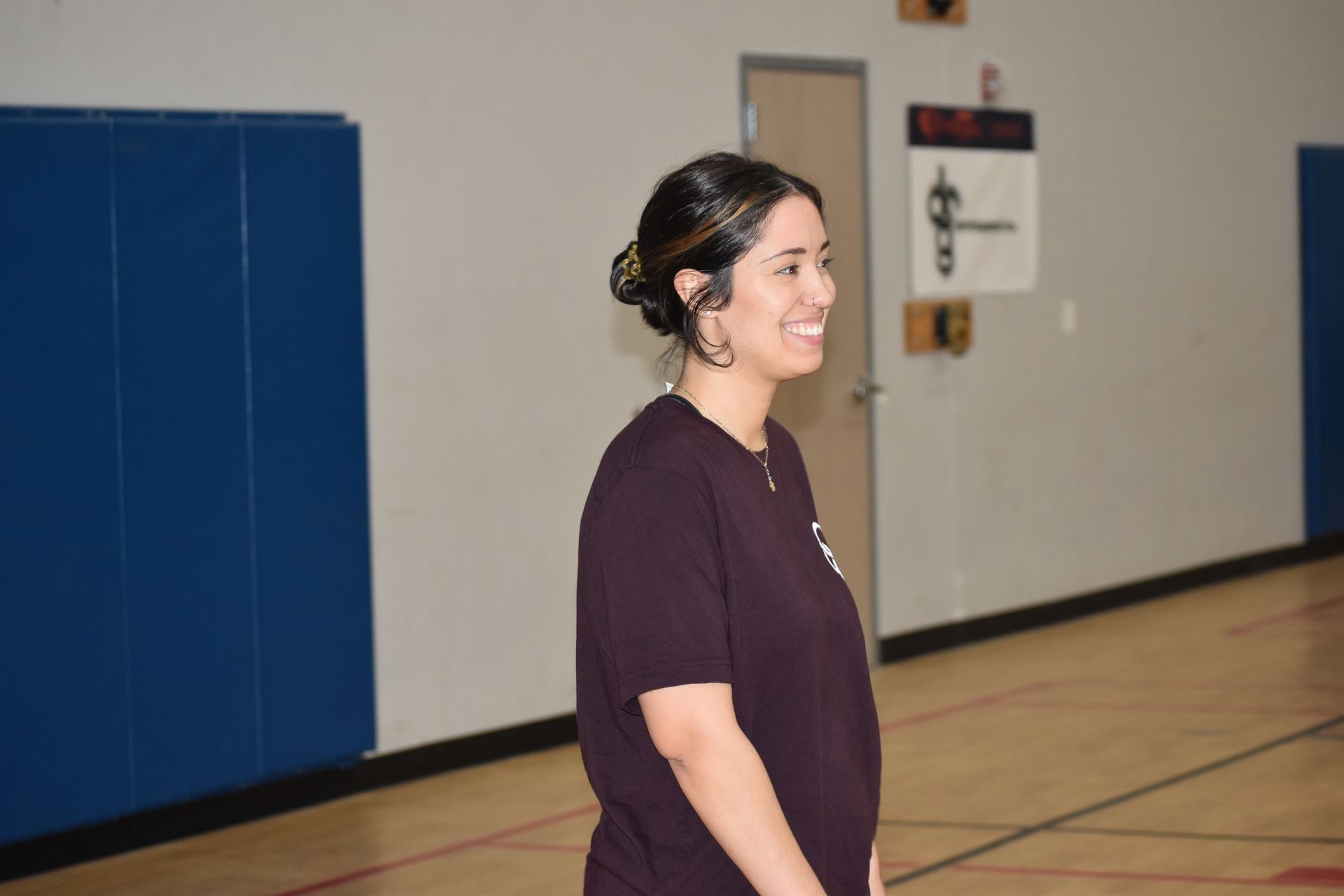 Alexis Bobarakis smiling during pickleball match