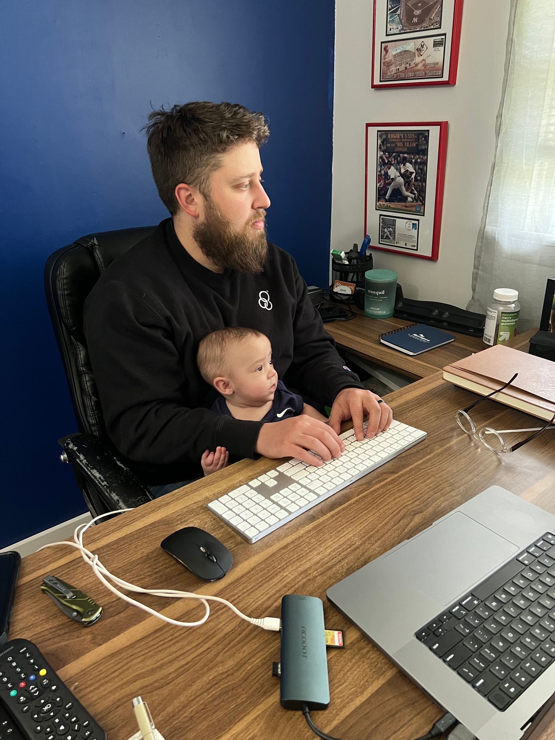 Steve Bobarakis working with his son.
