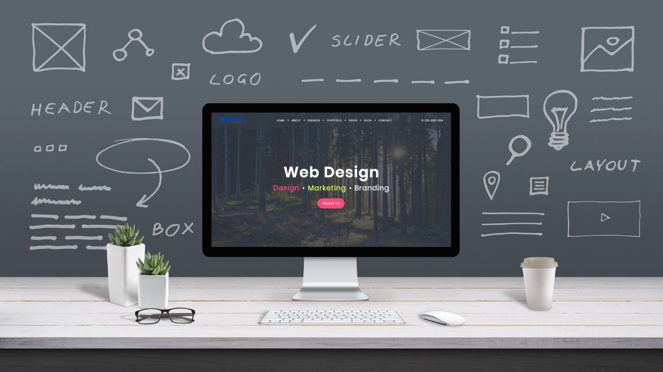 computer monitor showing web design