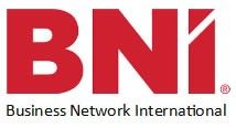 The BNI business network international logo is red and white on a white background