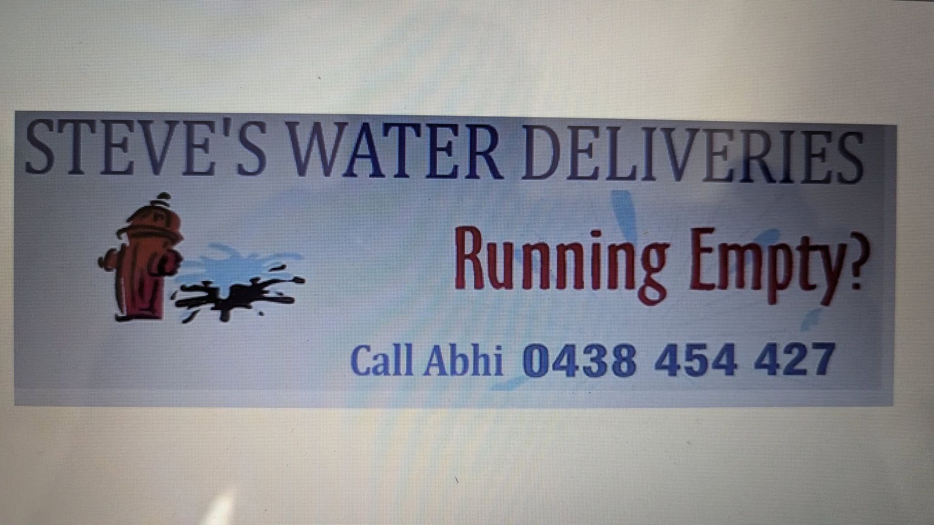 Advertisement for Steve's Water Deliveries featuring a red fire hydrant, the text 