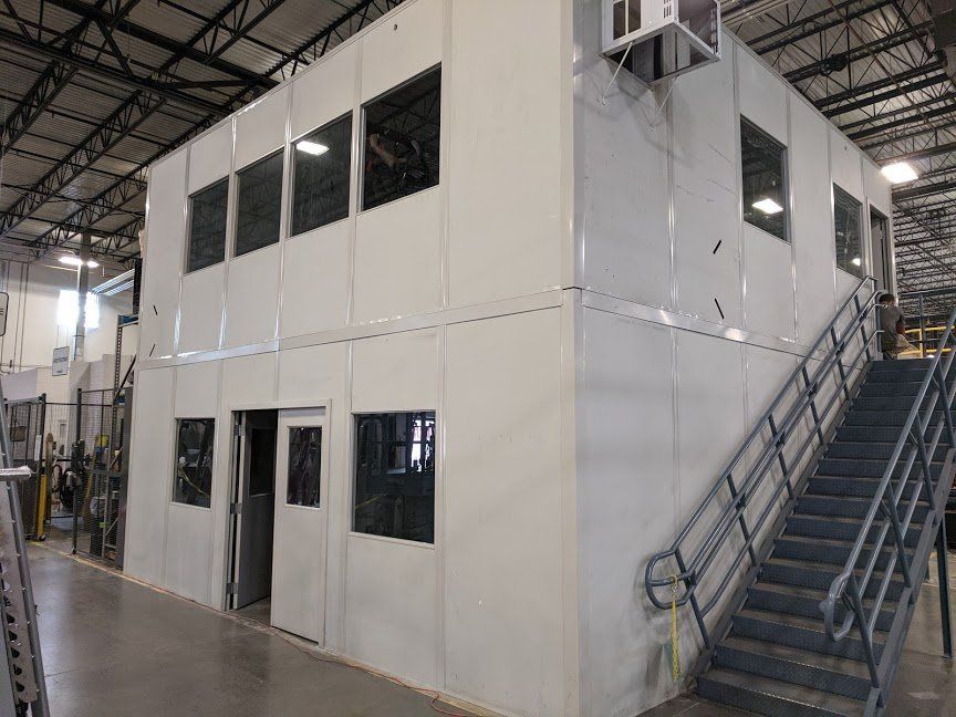 modular 2 story office system for industrial factility