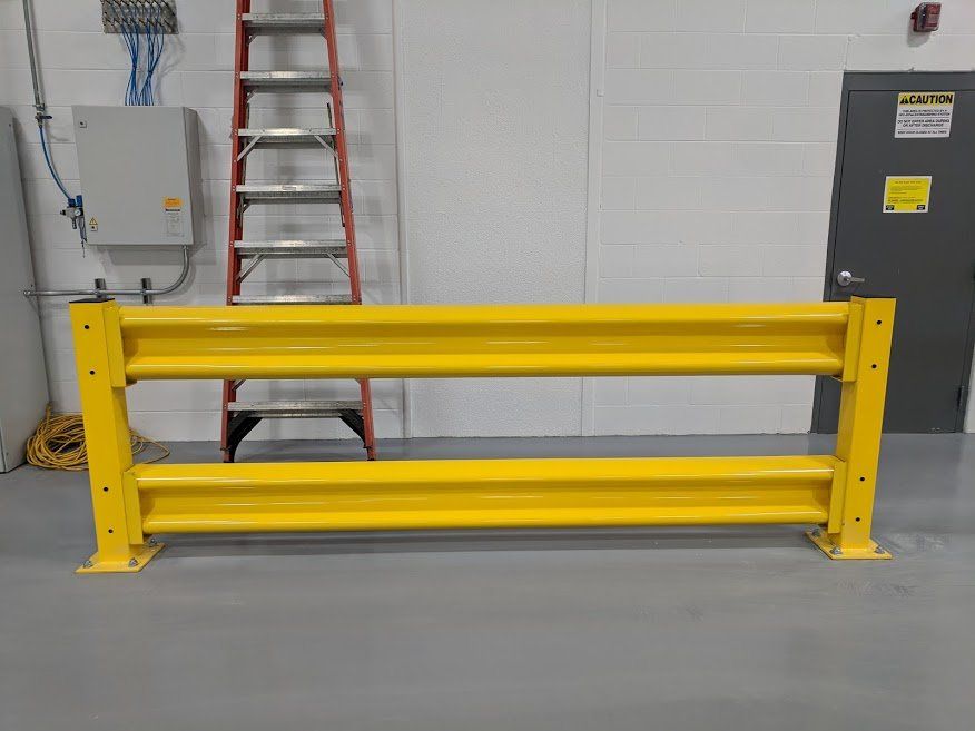 Heavy duty industrial steel protective guardrail systems