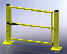 Safety swing gate for heavy duty guardrail walk aisle