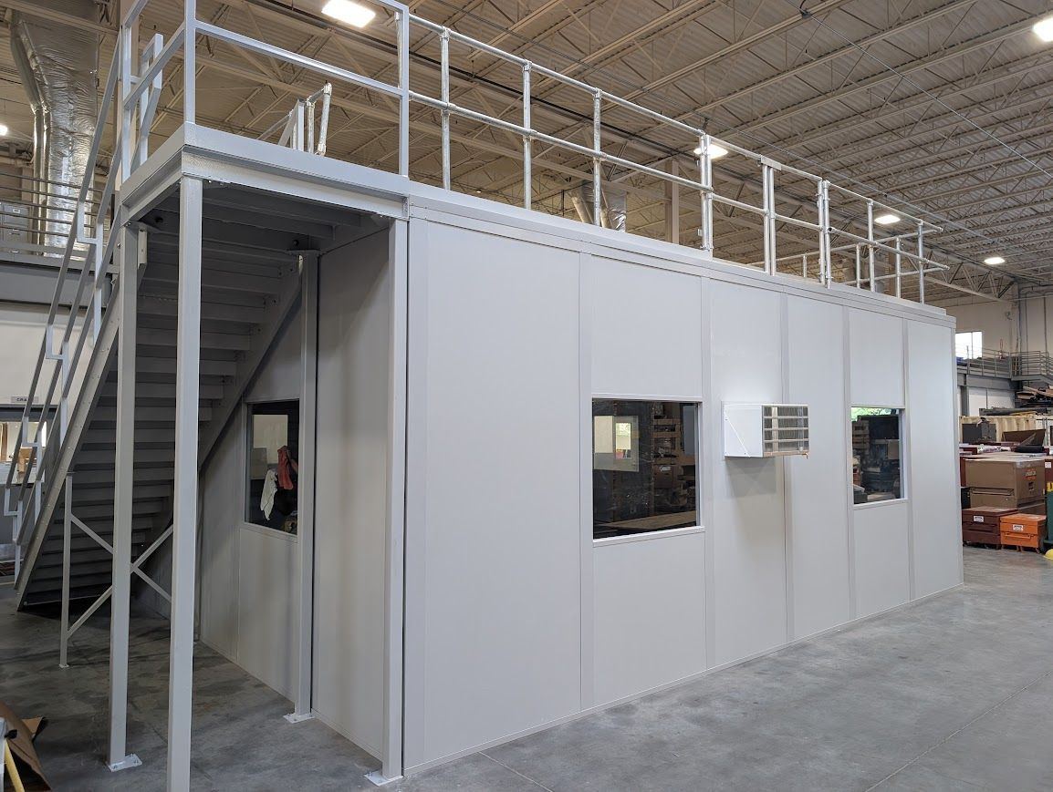 In plant modular office building for office space and load bearing roof in warehouse Greensboro, NC