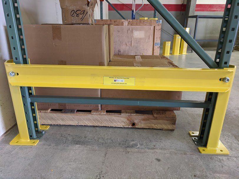 Pallet Rack Protection Kit with 48 inch long end rail and 18