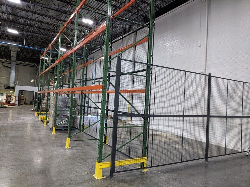 pallet rack security wire cage and fall protection