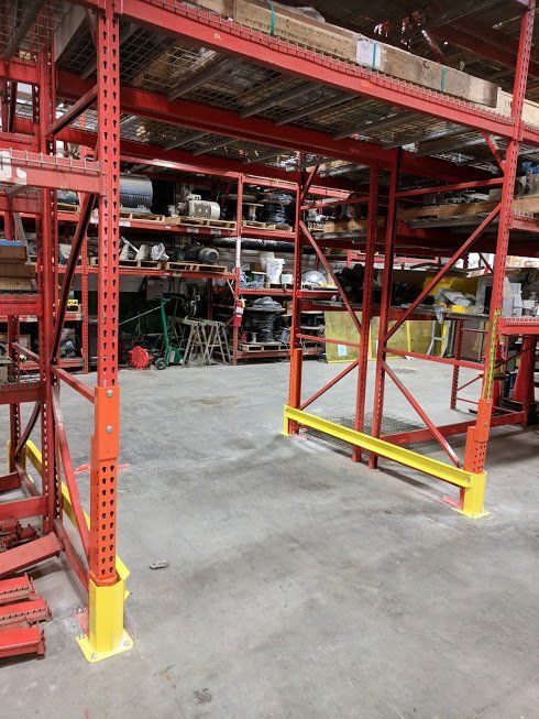 Pallet Rack Repair in Tunnel Aisle with rack end protection kit