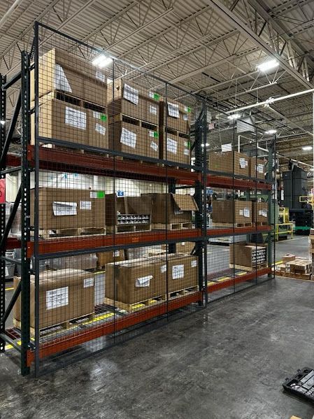 Safety pallet rack rack backing installed for customer in North Carolina