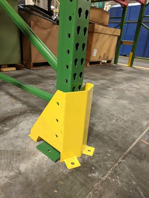 Pallet Rack Post Protector for seismic foot plate