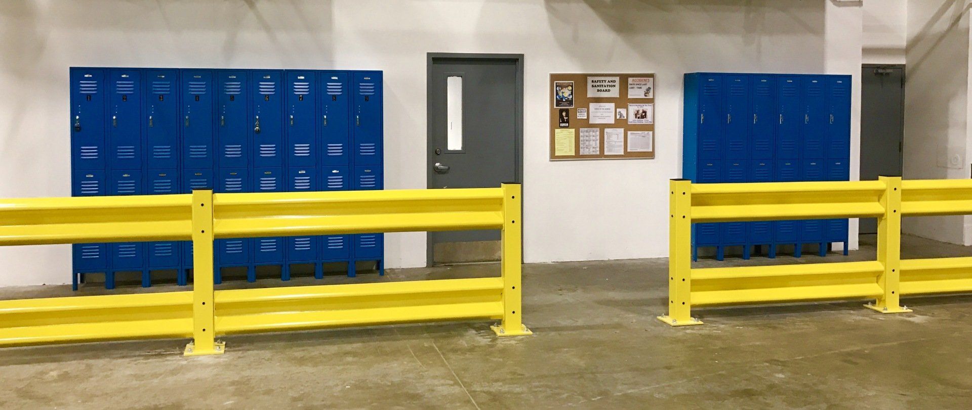 Employee entrance guard rail protection
