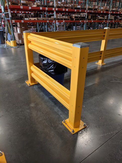 Warehouse safety guardrail