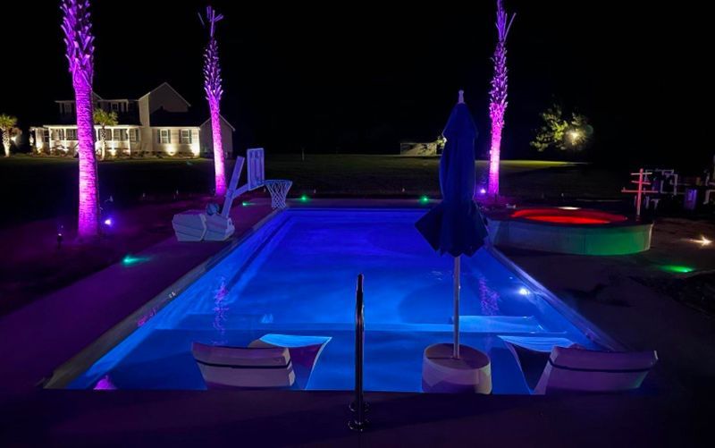 Pool View With Lighting At Night — Lexington, SC — Southern Living Enterprises