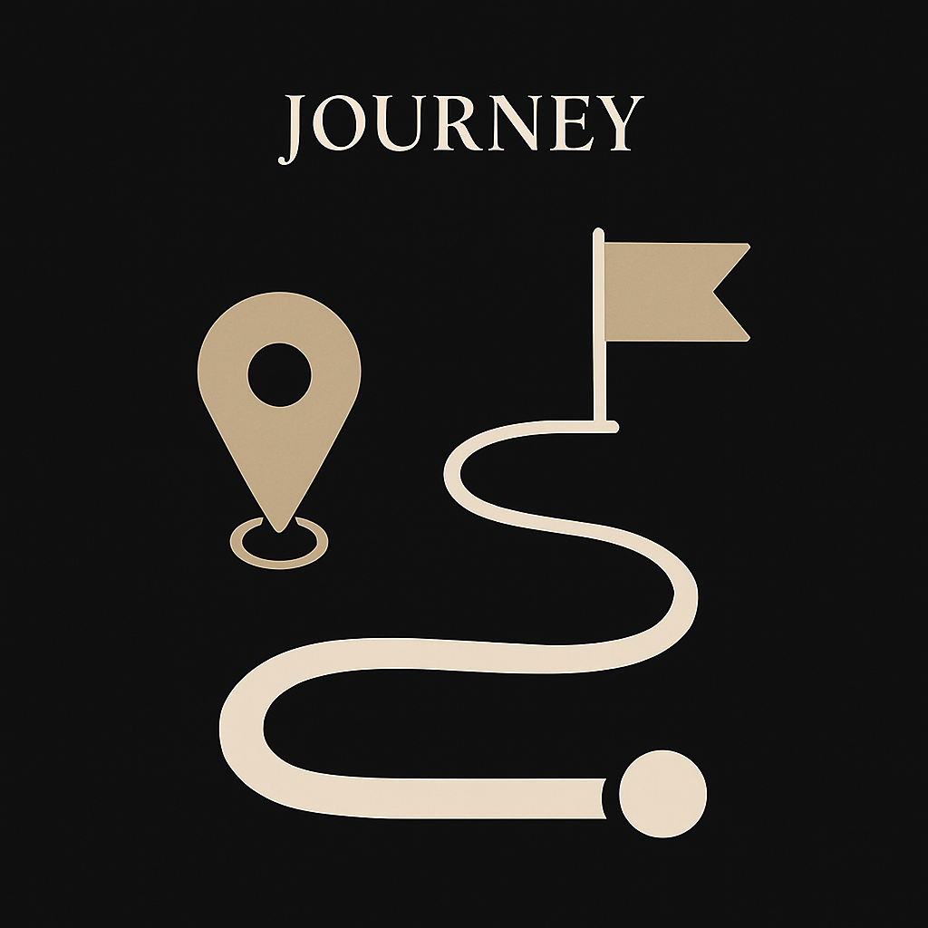 Map with a route, location pin, and flag, representing a journey.