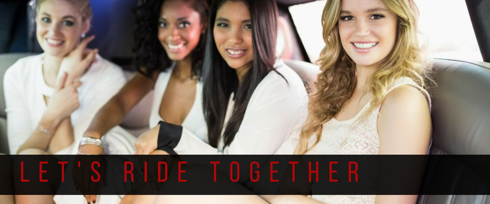 Four people smiling in a car with the slogan “LET’S RIDE TOGETHER” across the bottom.