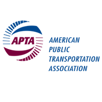 APTA logo with blue and magenta circular stripes and American Public Transportation Association text