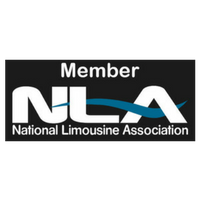 Member logo for National Limousine Association on a black background, with white and blue text