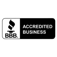 BBB Accredited Business logo with black and white design