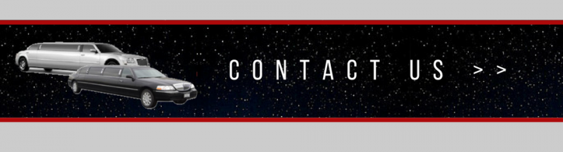 Black banner with a white limousine and the words “CONTACT US >>” in white text