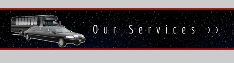 Black limousine banner with “Our Services” text on a dark background
