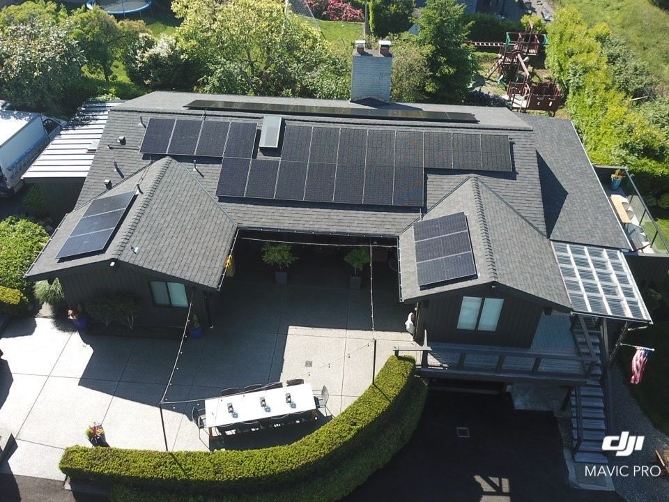 Solar panels on a house in Tacoma, Washington.