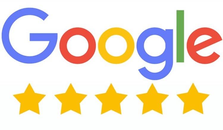 A google logo with five stars on it.