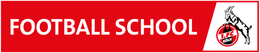 A red sign that says football school on it