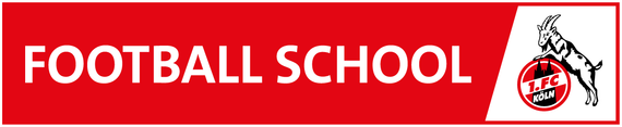A red sign that says football school on it