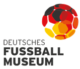 A logo for deutsches fussball museum with a soccer ball in the center