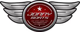 The logo for jonny boats has wings and a star on it.