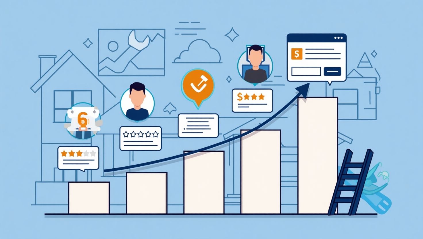Bar graph illustrating 6-month growth in digital marketing ROI for home service businesses