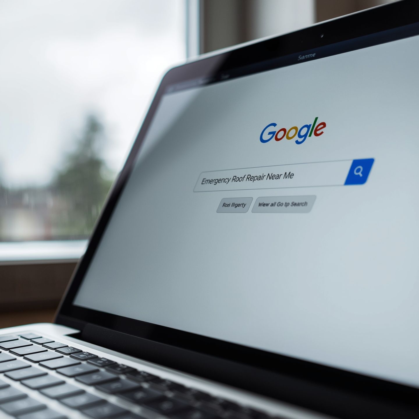 Laptop screen displaying a Google search for