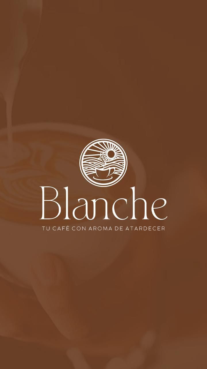 El logotipo de Blanche está sobre un fondo marrón.