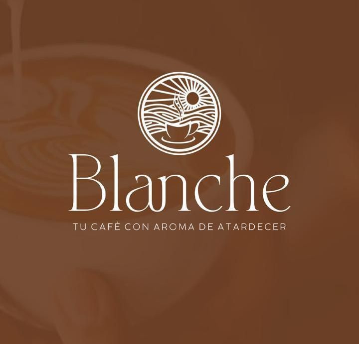 A logo for blanche tu cafe con aroma de atardecer