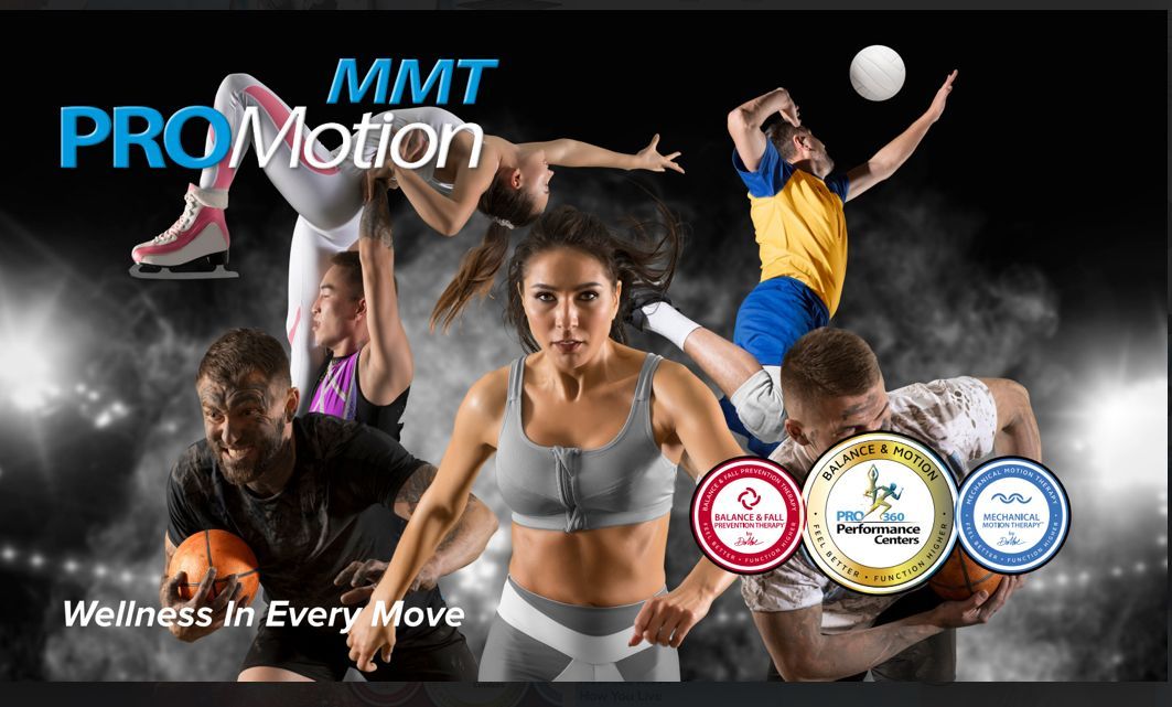 MMT PROMotion ad: Athletes in action, diverse sports; focus on wellness; stage set, dark background.