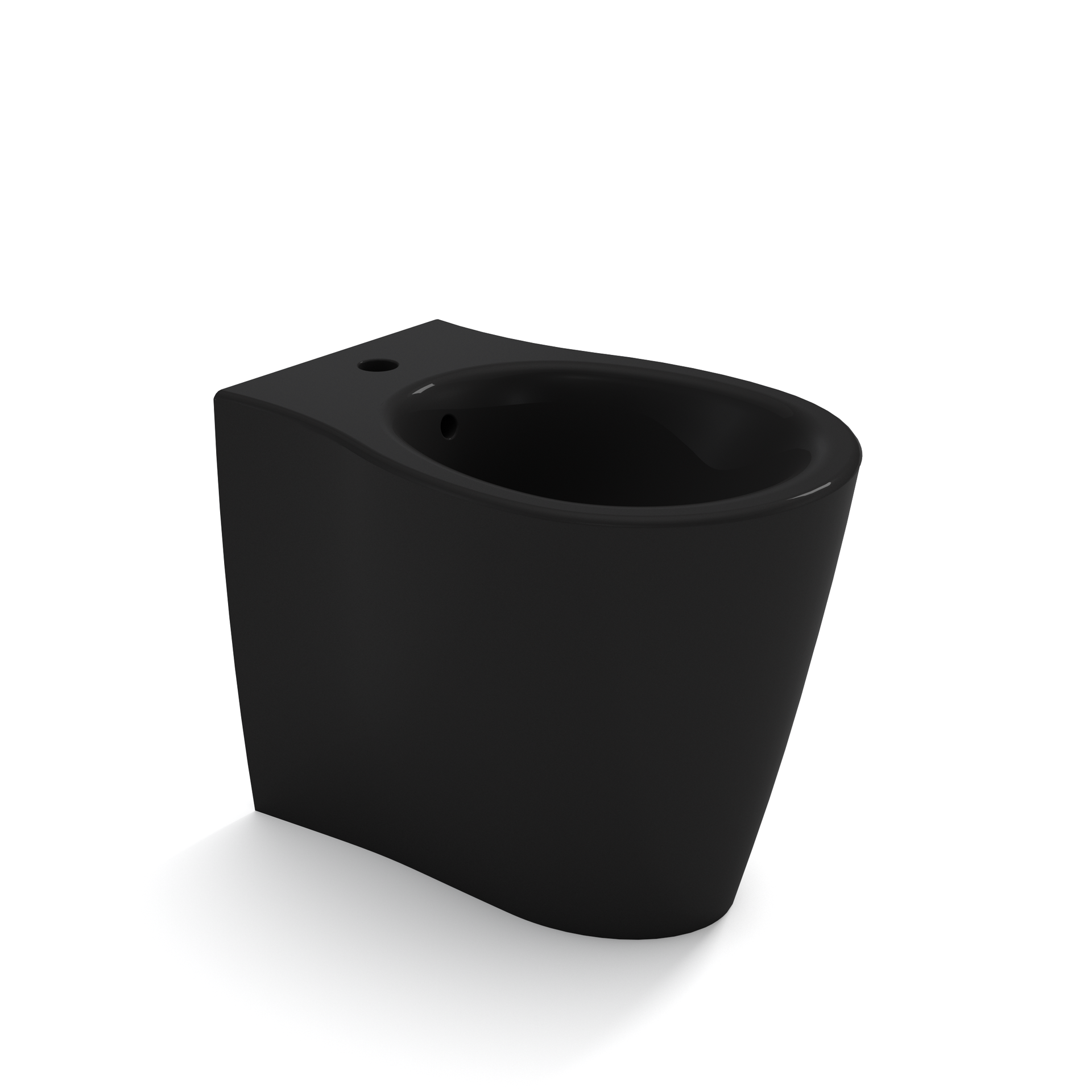 Vaso WC moderno nero su sfondo bianco