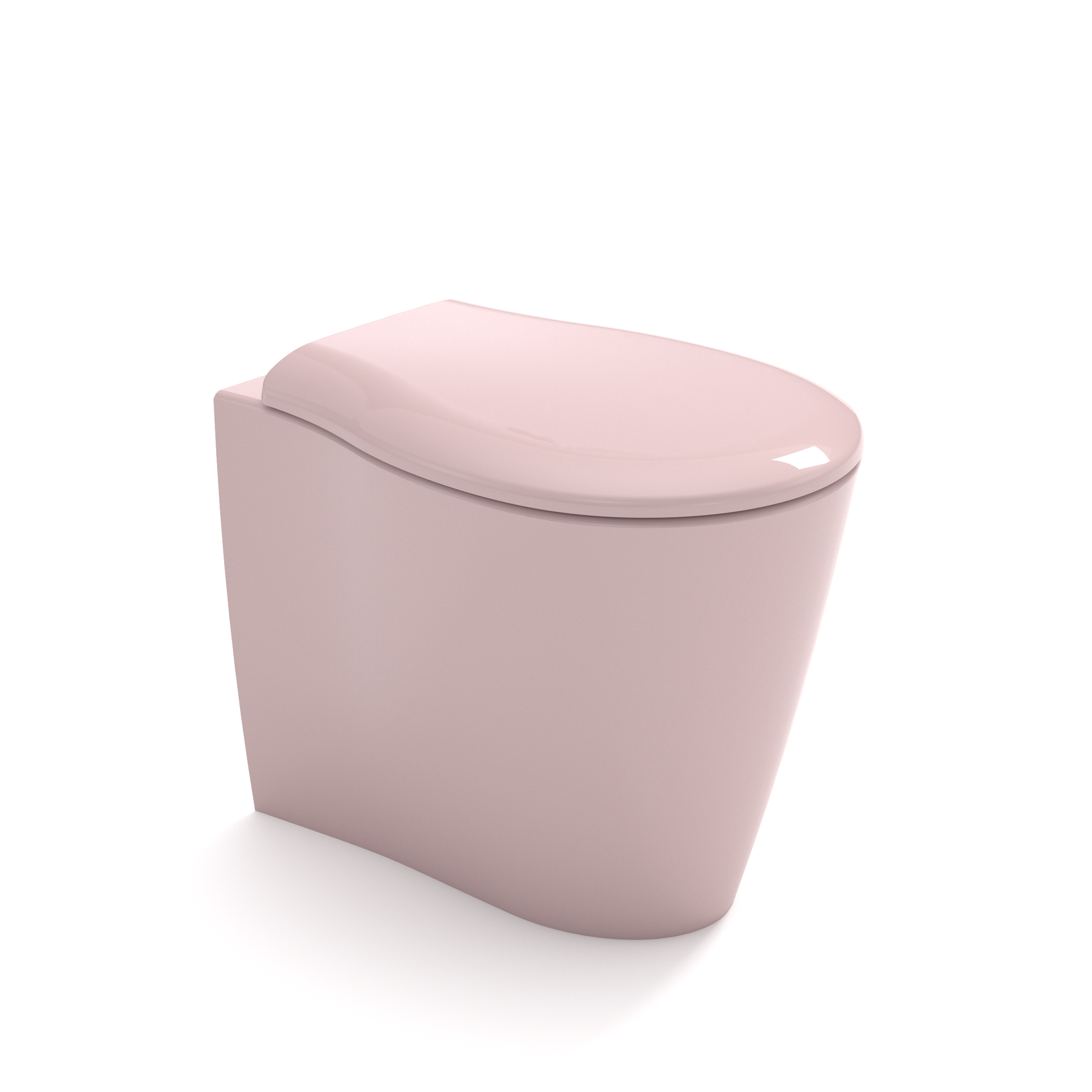 WC rosa con coperchio chiuso su sfondo bianco