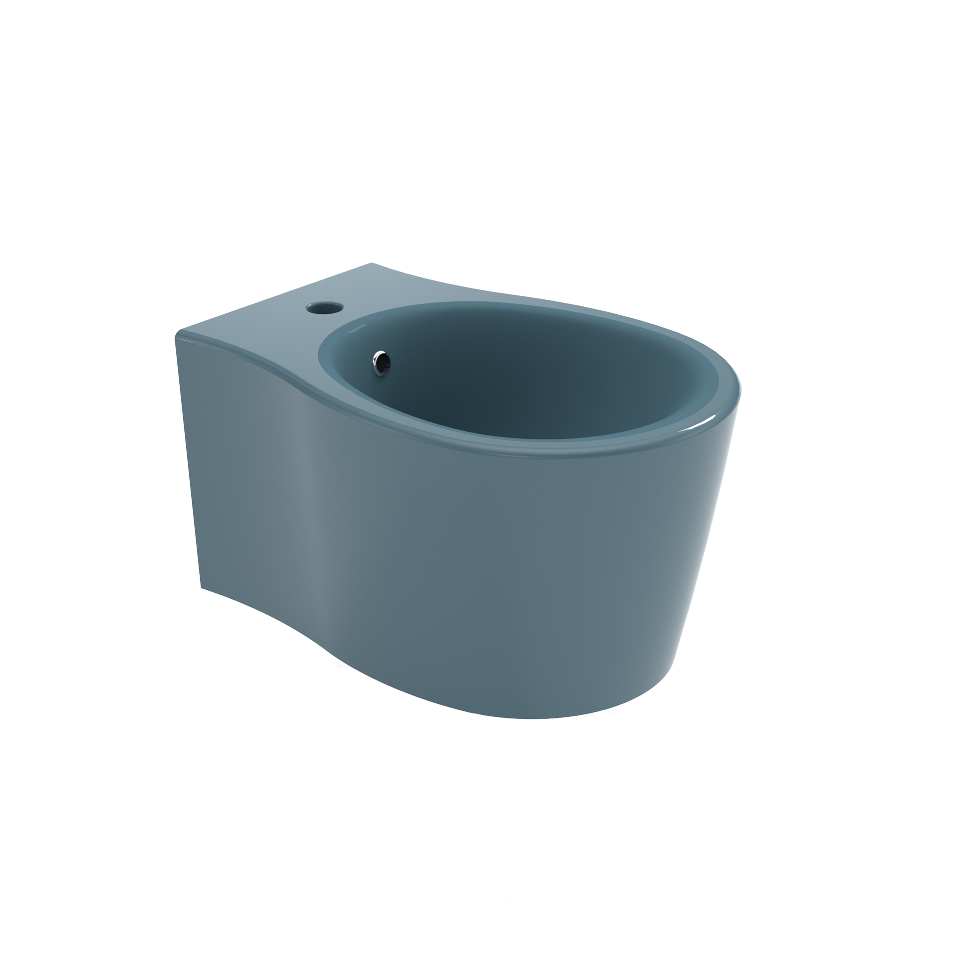 WC in ceramica blu con lavabo integrato nella parte superiore