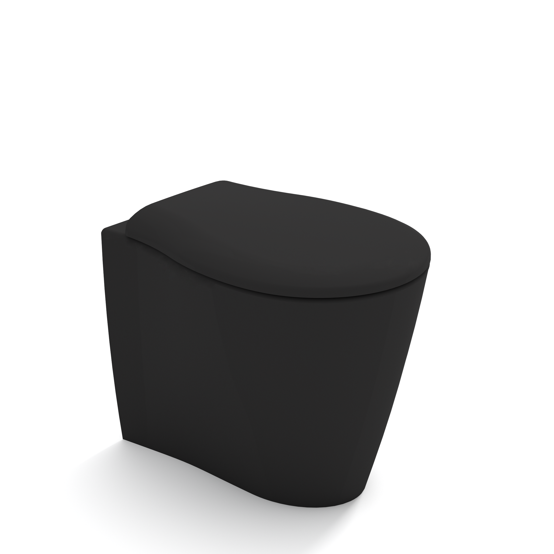 Contenitore nero rettangolare arrotondato con coperchio curvo su sfondo bianco.