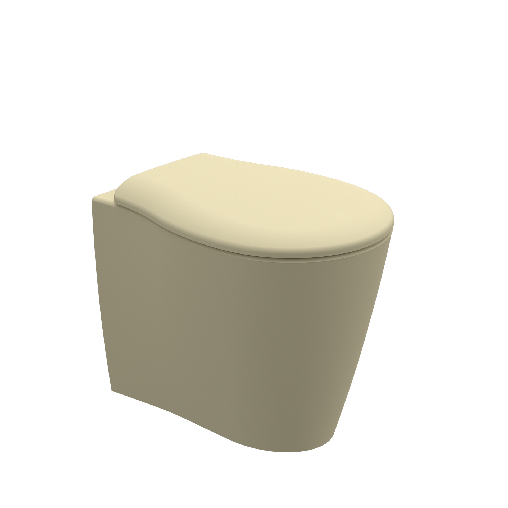 wc arrotondato beige con seduta color crema.