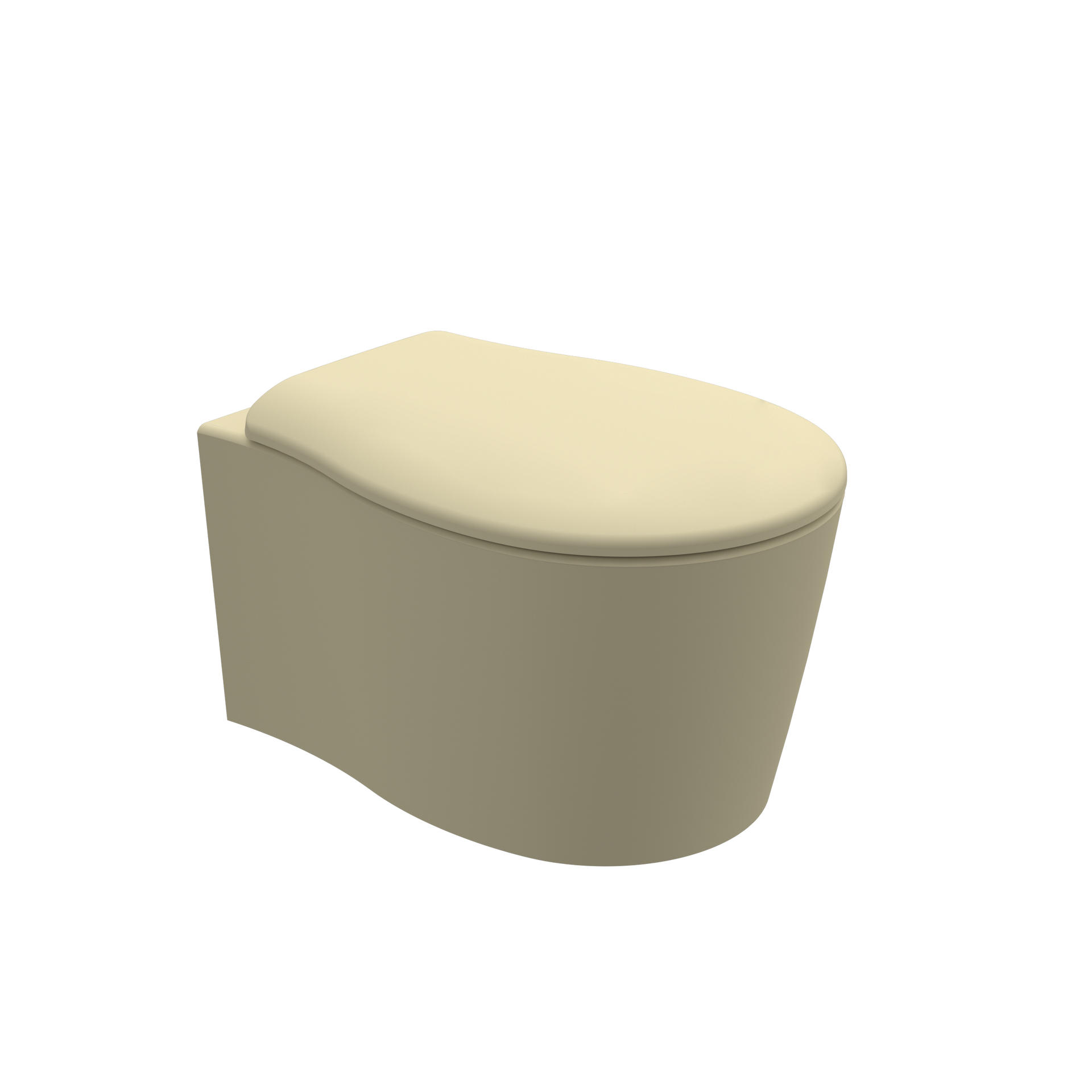 Sgabello imbottito beige con seduta arrotondata su sfondo bianco.