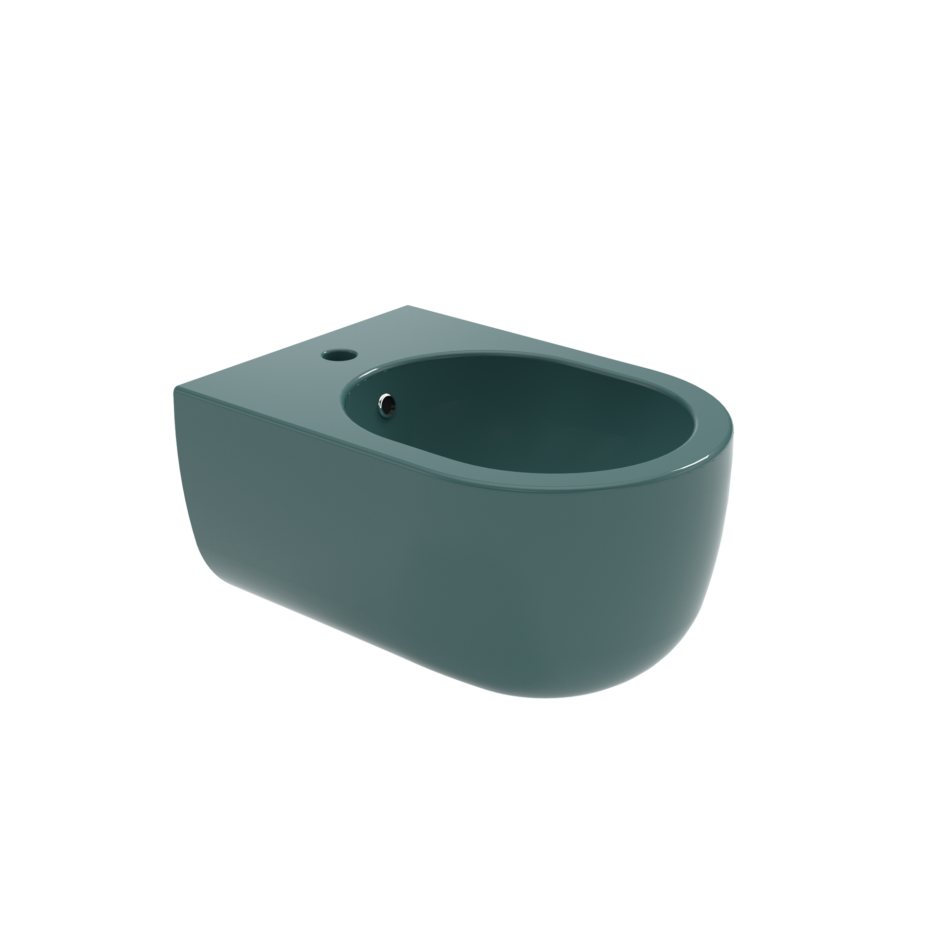 Bidet moderno a parete color verde acqua con lavabo ovale