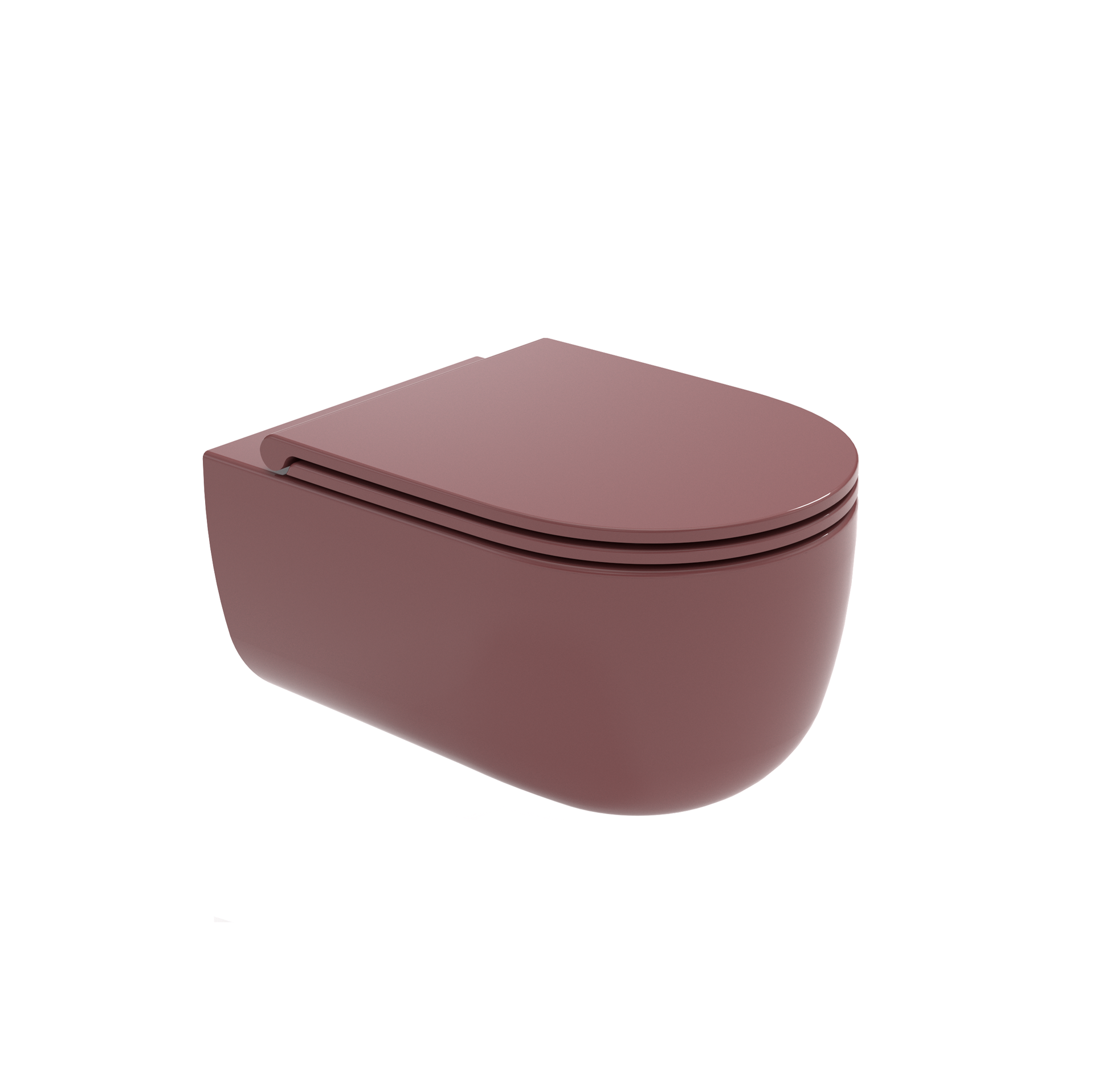 WC in ceramica color bordeaux su sfondo bianco