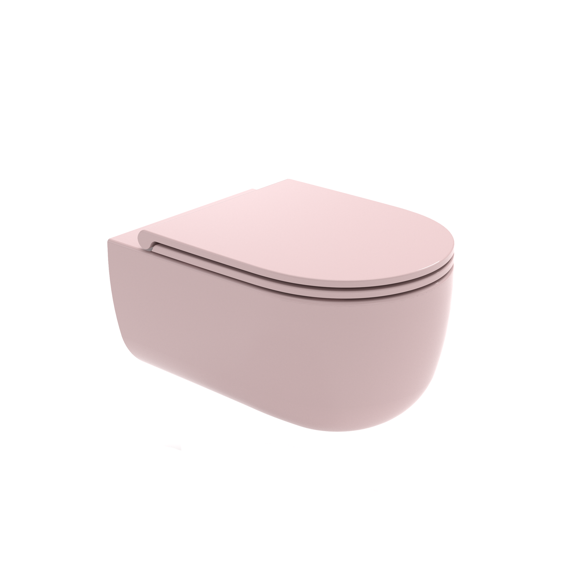 WC rosa con coperchio chiuso su sfondo bianco