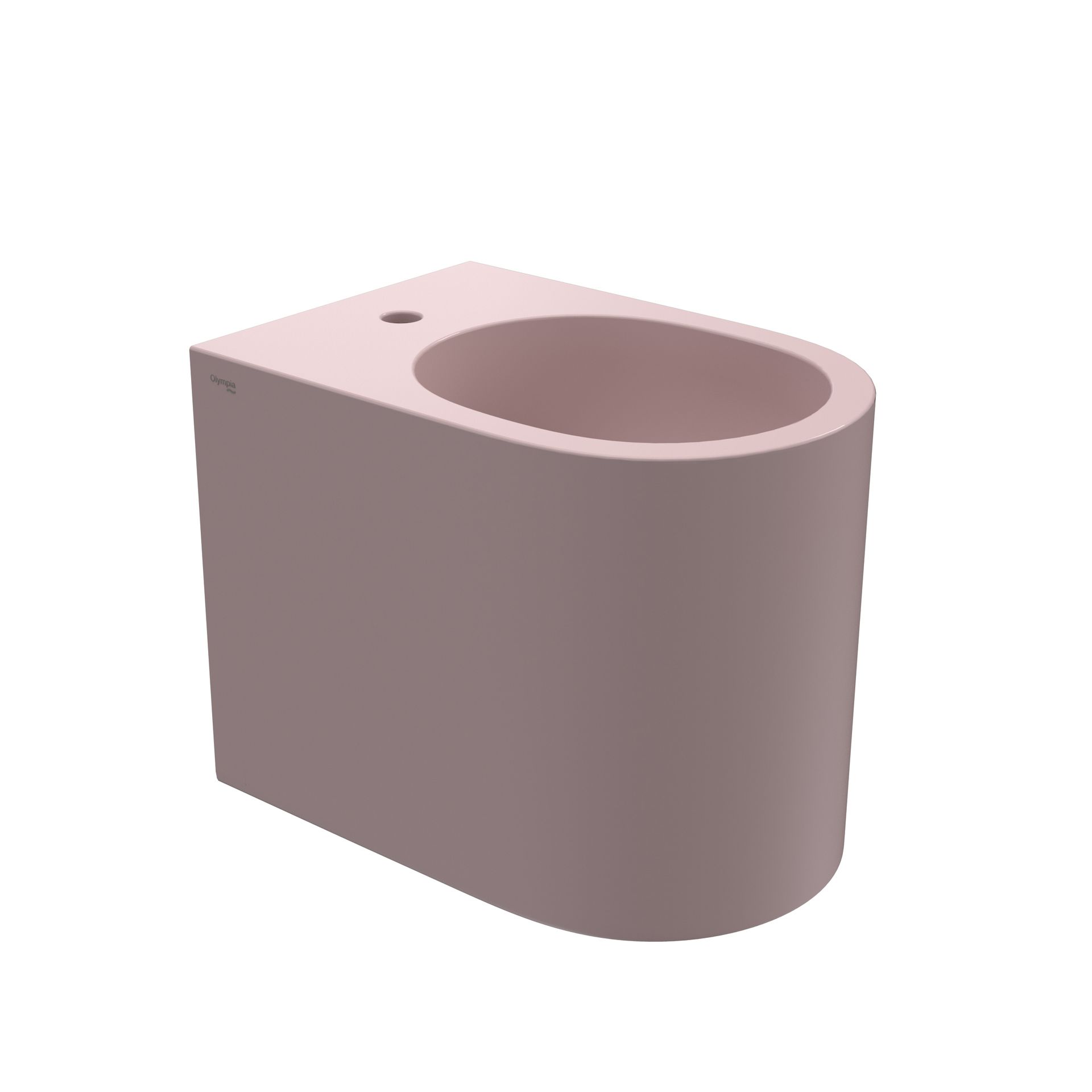 Parte meccanica rosa, realizzata con rendering 3D, con un'ampia apertura circolare e un piccolo foro nella parte superiore.