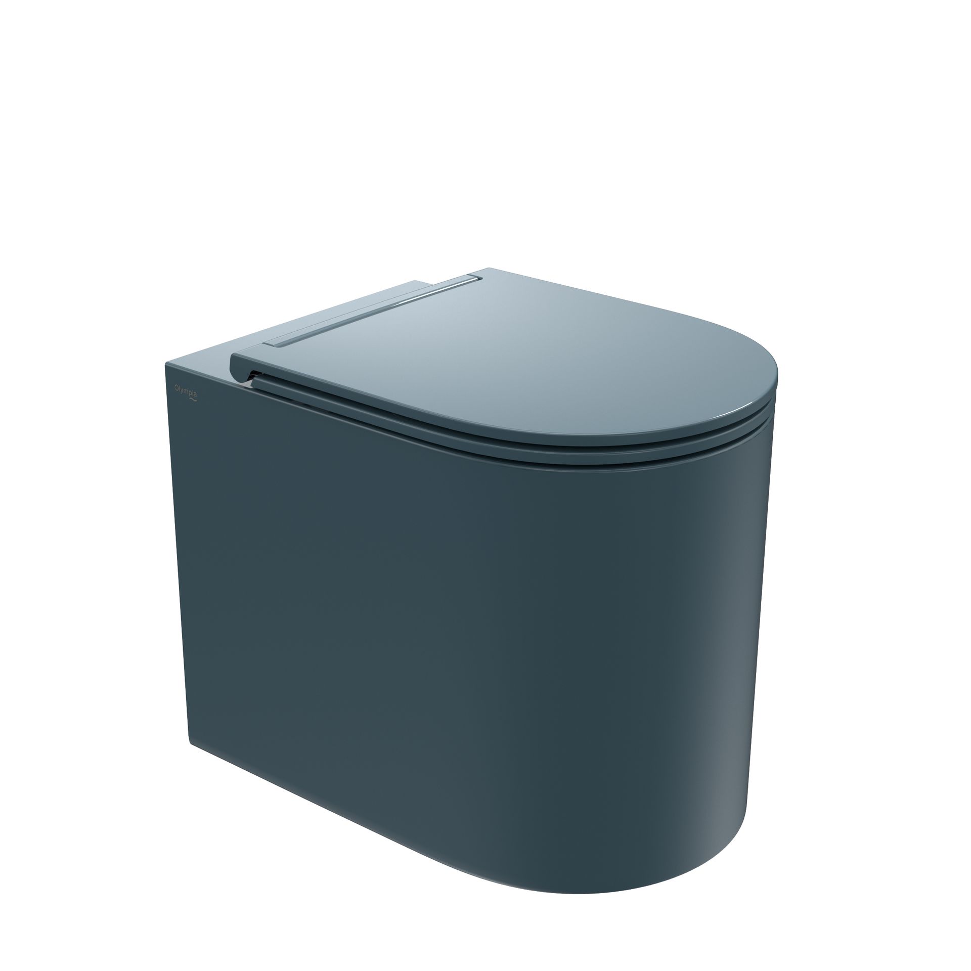 WC moderno di colore grigio scuro con coperchio chiuso, isolato su sfondo bianco.